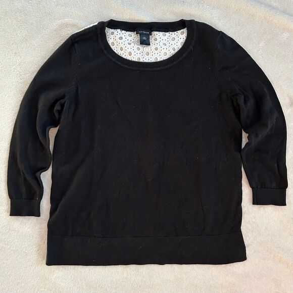 Ann Taylor Open Eyelet Backed ¾ Sleeve Sweater size XS Semi-sheer 100% Cotton - Picture 2 of 8